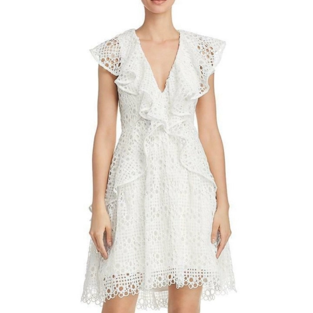 Elliatt Interlude White Lace Ruffle Mini Dress XL